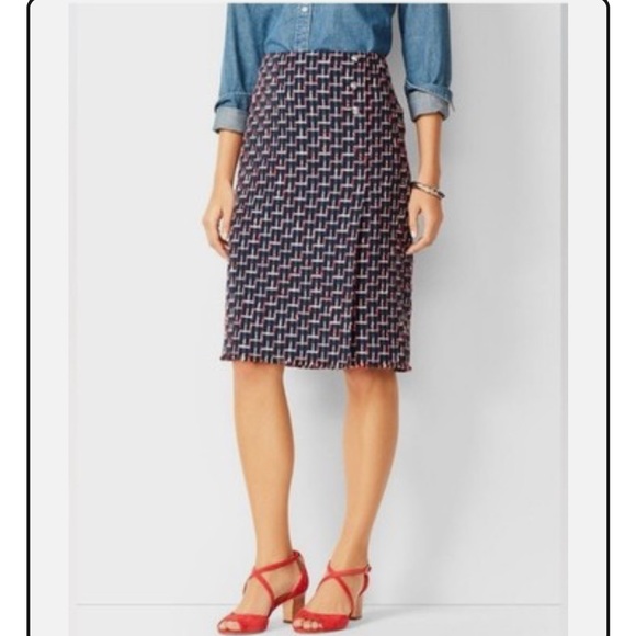 Talbots Dresses & Skirts - NWT Talbots size 16 tweed wrap style pencil skirt fringe hem business casual
